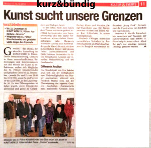 Besprechung der Ausstellung "Grenzen" in "kurz&bündig"