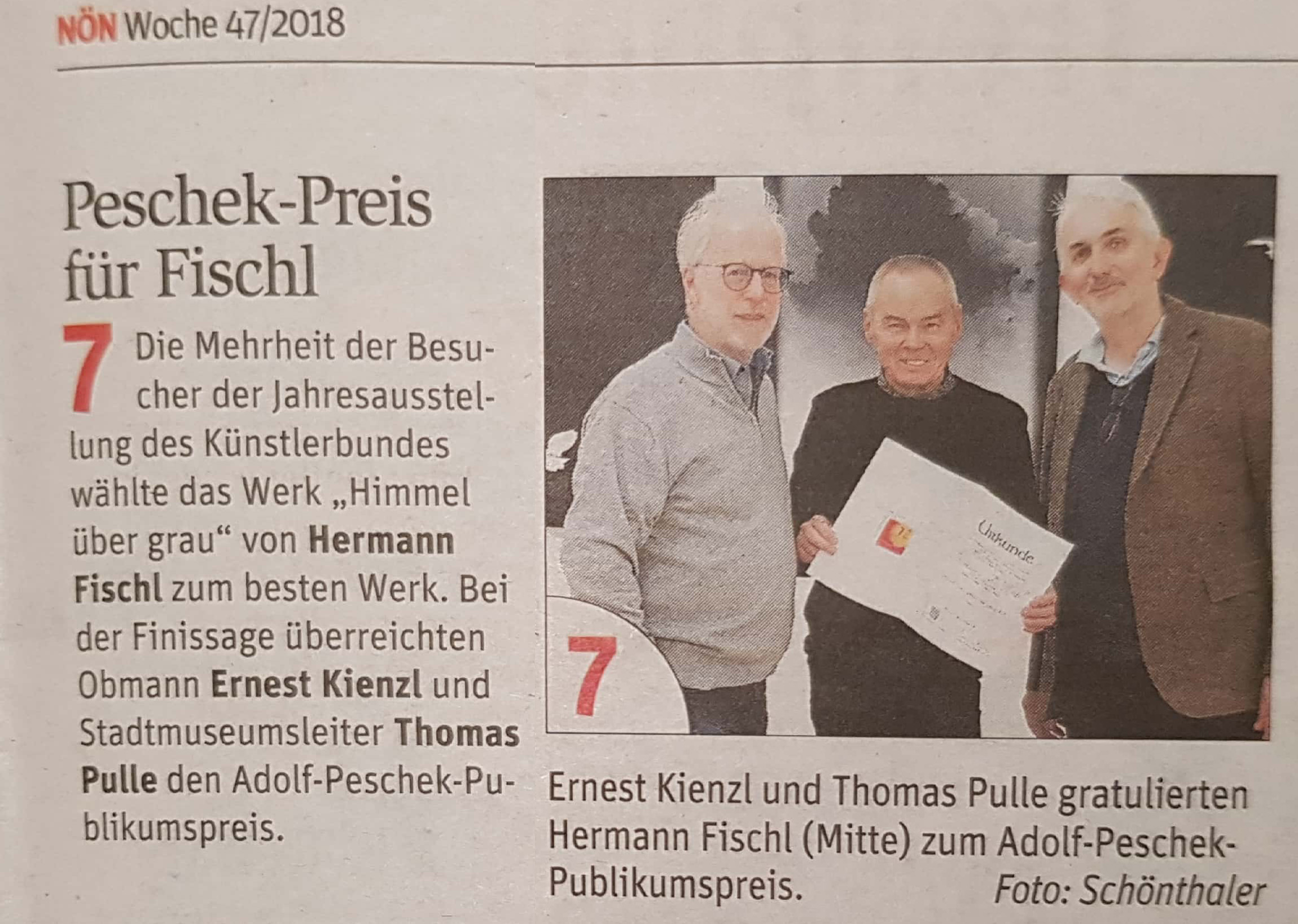 Fischl erhält Peschek Publikumspreis 2018