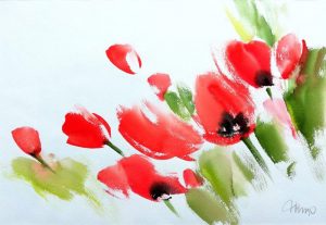 Franz Rupp, Tulpen im Wind - Aquarell, 2018